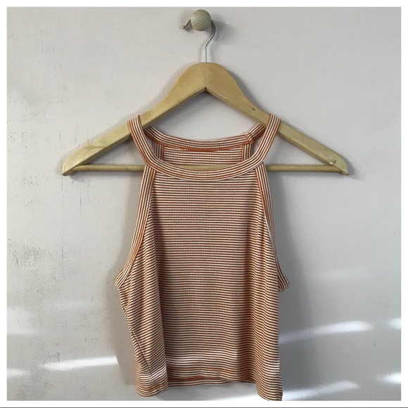 Tops - ‼️SOLD‼️Rust Striped Ribbed Crop Top